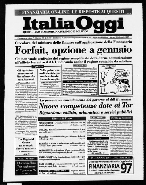 Italia oggi : quotidiano di economia finanza e politica